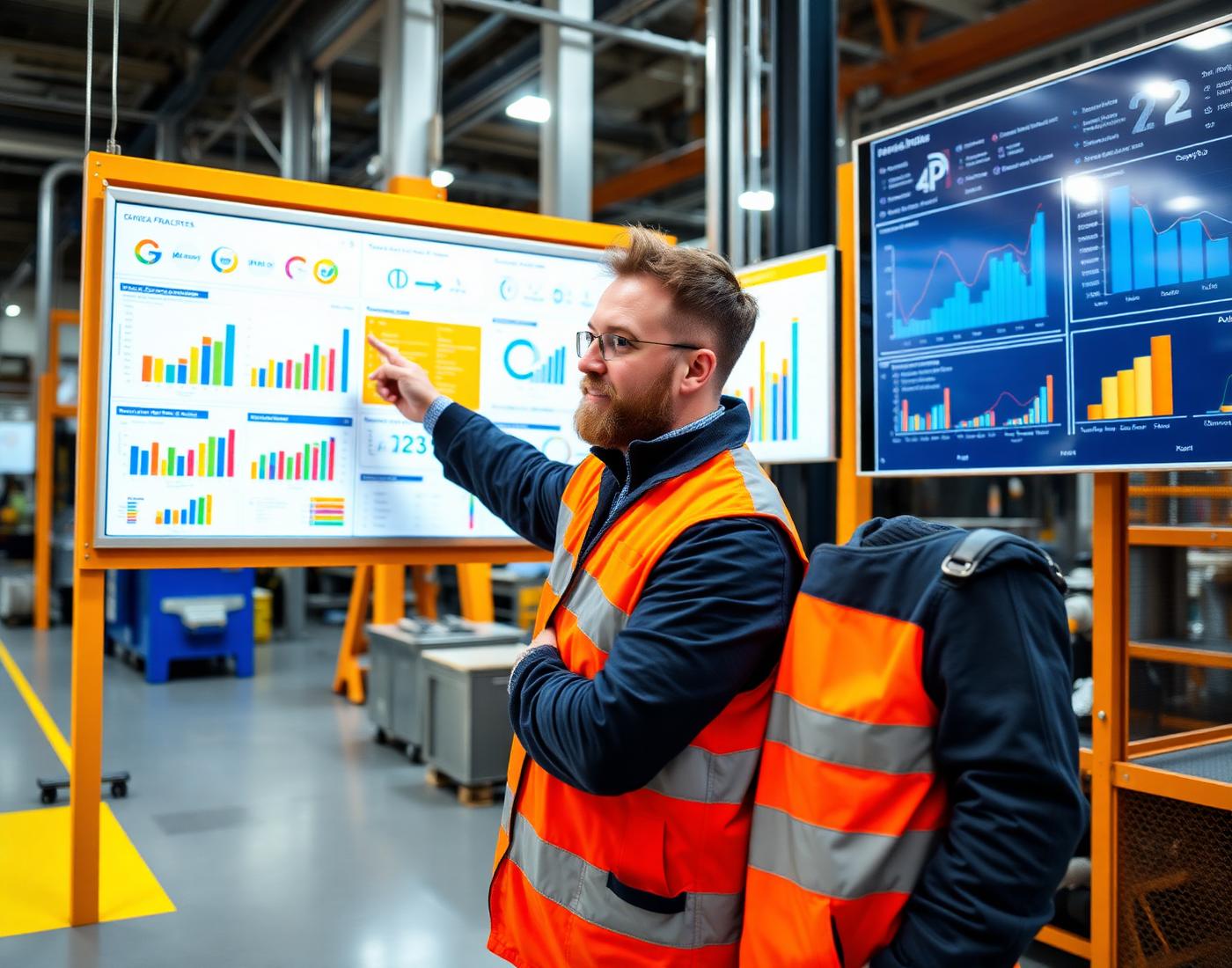 Plant supervisor reviewing capacity dashboards